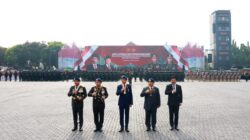 Jokowi and Prabowo Subianto Inspect Troops Together at Presidential Inauguration Security Ceremony in Pindad Jeep